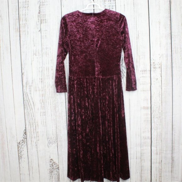 Vintage Rabbit Rabbit Rabbit Maroon Velvet Stretch Maxi Dress Size 12 - Picture 7 of 11